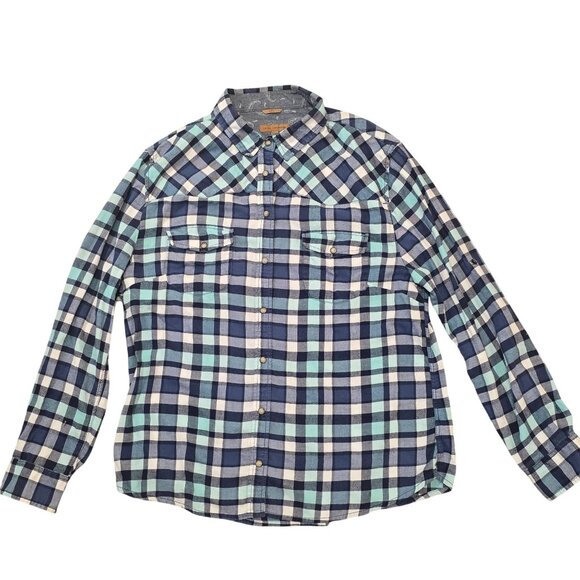 Jachs Girlfriend Bea womens XXL Plaid Button-Up Shirt Long Sleeve flannel fall - Picture 2 of 9